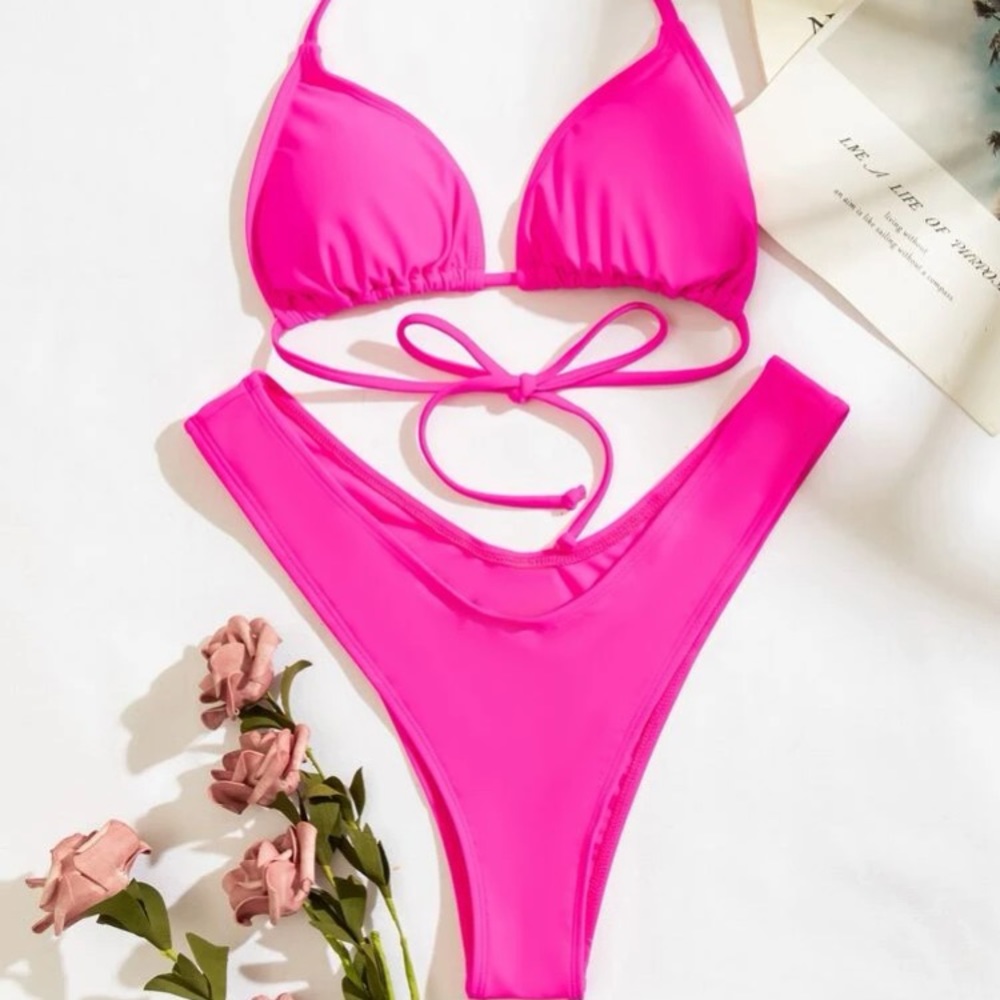 Halter Triangle Bikini Set - Picture 3 of 5